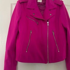GAP Women's Vibrant Pink Leather Jacket